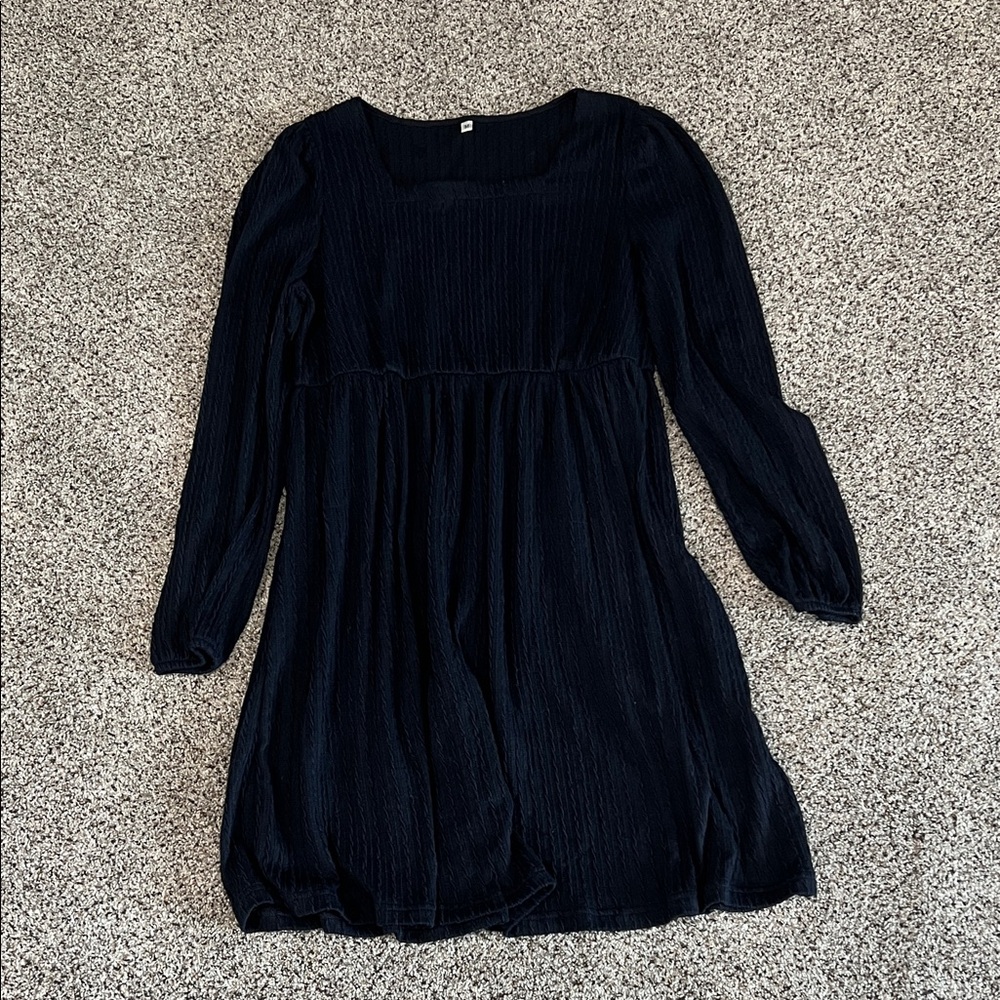 Elegant Navy Blue Long Sleeve Dress Women’s M